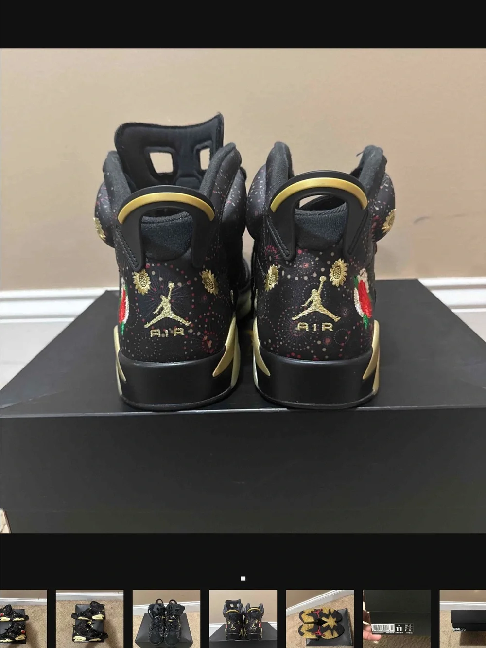 Men’s Jordan 6 Retro Chinese New Year Black and Gold High-Top